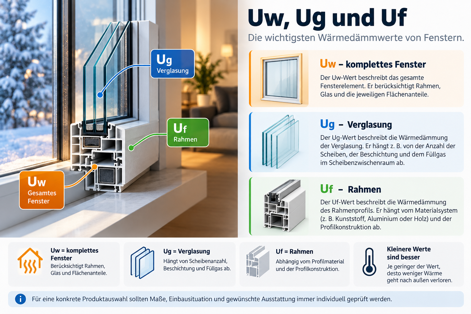 U-Wert einfach erklärt: Uw, Ug und Uf verstehen